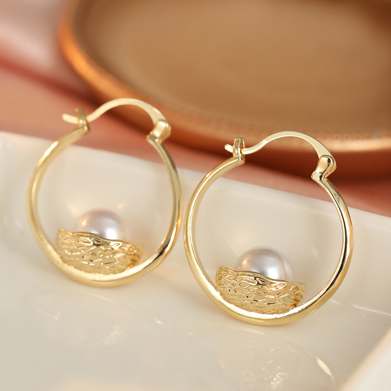 Exquisite Bird's Nest Earrings with Shiny Beads